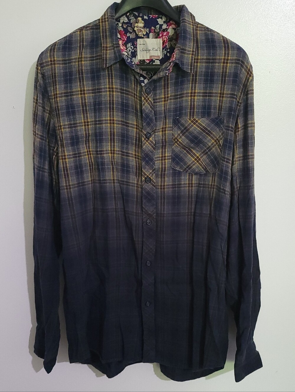 Sovereign Code Ombre Plaid Flannel Blue Size XXL